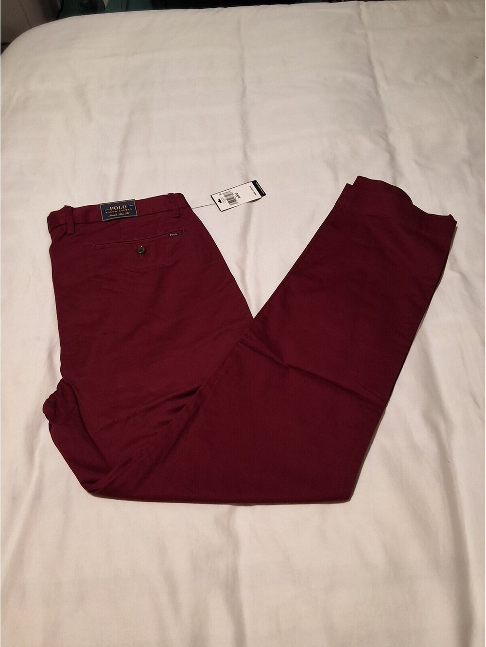 Polo Ralph Lauren Men's Stretch Slim Fit Chino Pants Burgundy 36x32 New with Tag